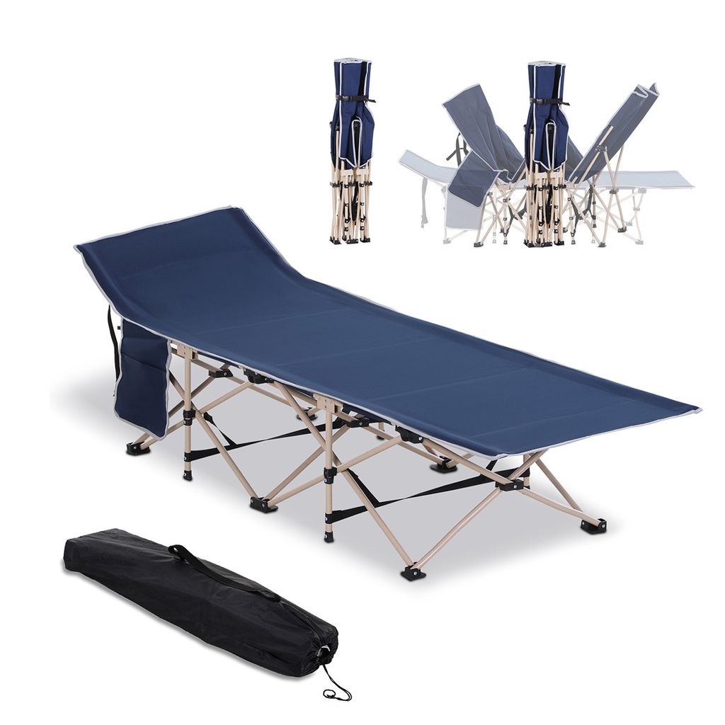 Feldbett mit Aufbewahrungstasche Faltbares Campingbett Klappbett 190 x 68 x 52cm Blau