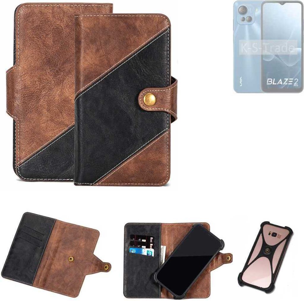 K-S-Trade Handyhülle Schutzhülle Bookstyle Case kompatibel mit Lava Blaze 2 Pro Klapphülle Cover Hülle Schutztasche 1x