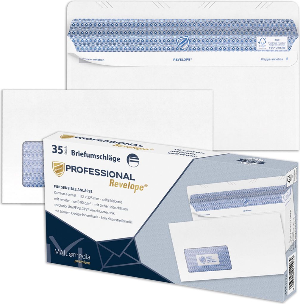 Mayer-Kuvert-network Briefumschläge DIN lang+ mit Fenster Produktbild 