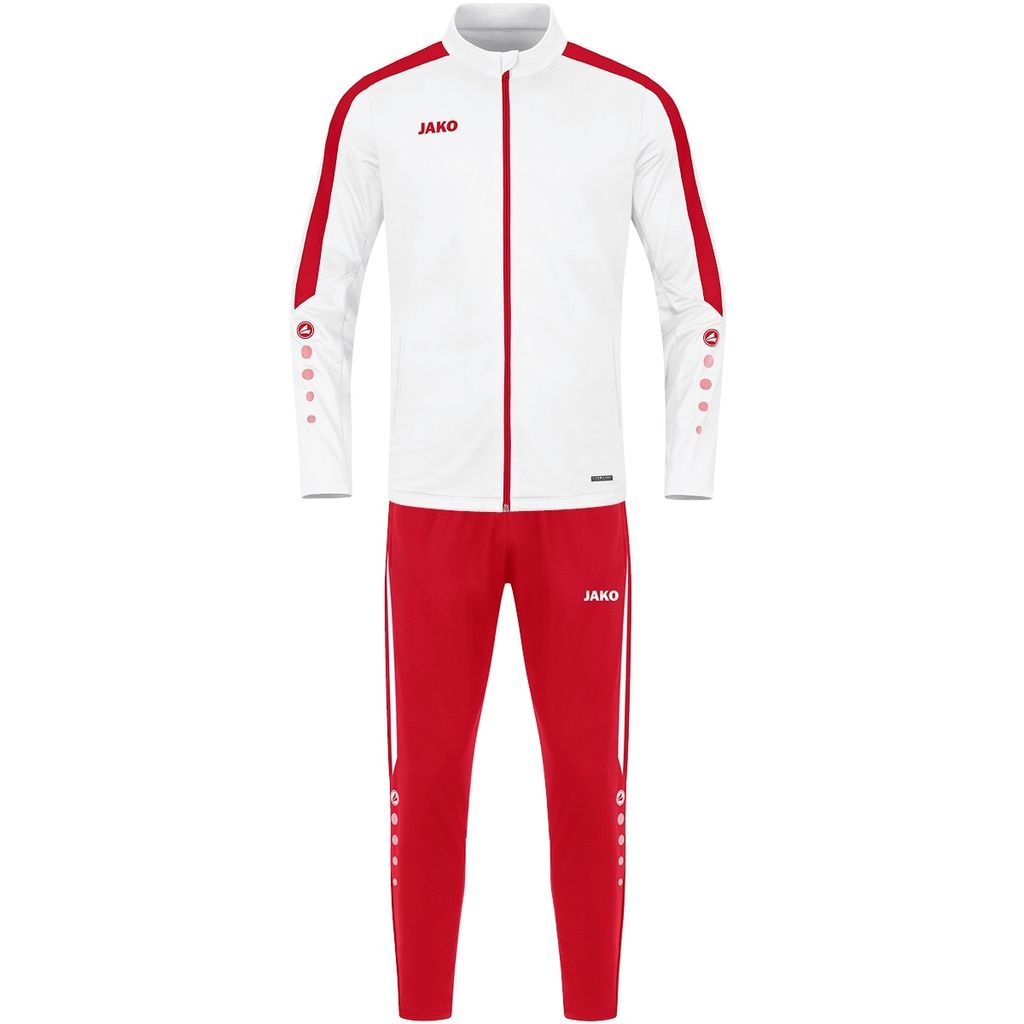 JAKO Damen Trainingsanzug Polyester Power, Farbe:weiß/rot, Größe:38