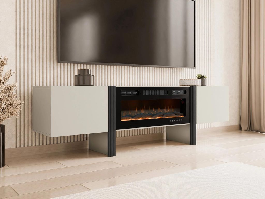 TV stolík LUNET s biokrbom - kašmír / kašmír + čierny Obrázok produktu 