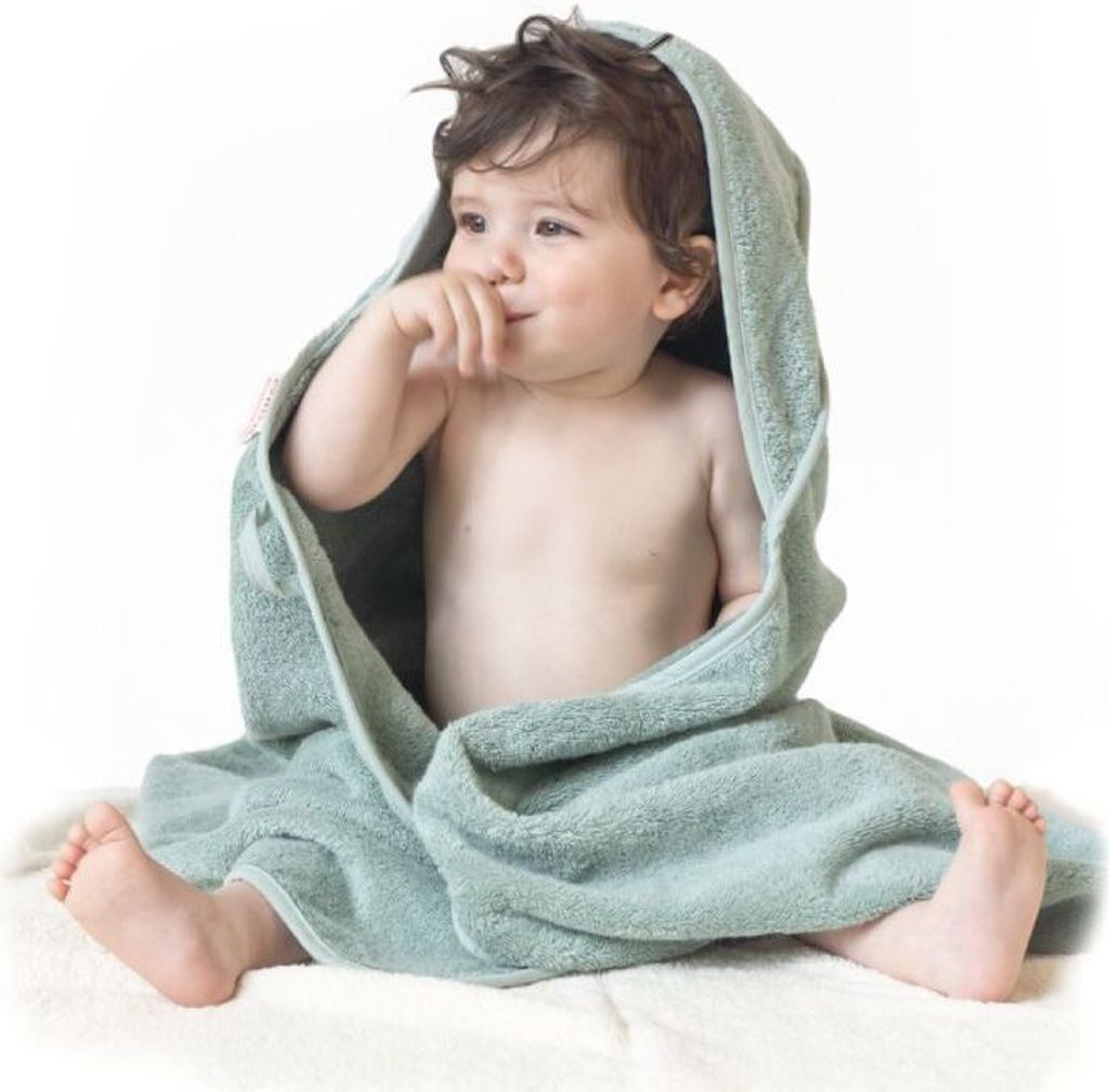 Bo Weevil Babyhandtuch mit Kapuze – Mineralgrün