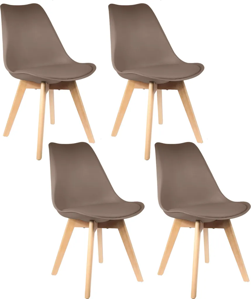 Chaise Scandinave pour Cuisine ou Salon - Lot de 4 Sièges Rembourrés