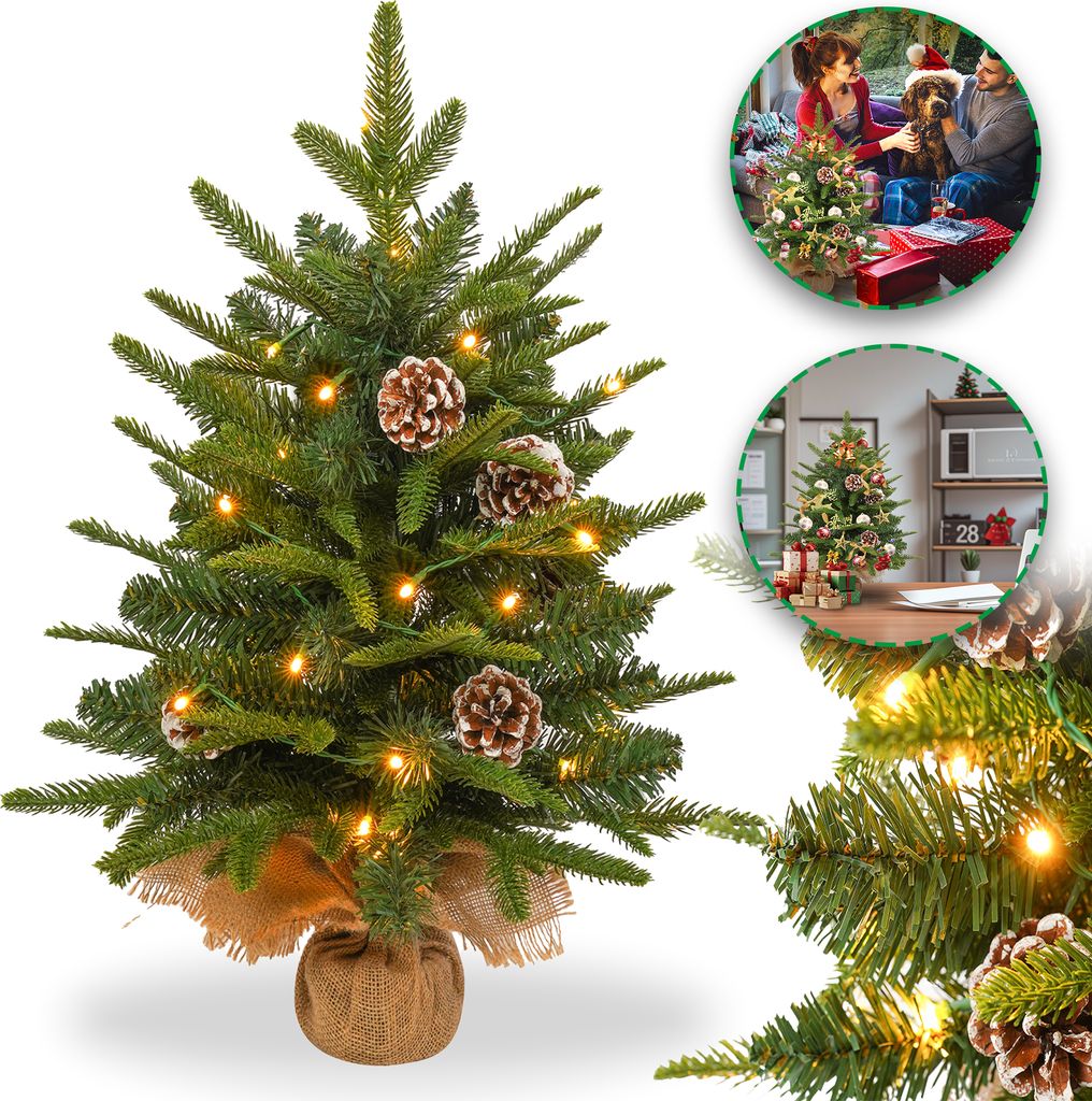 UISEBRT 60 cm mini kunstkerstboom met LED-verlichting, Productafbeelding 
