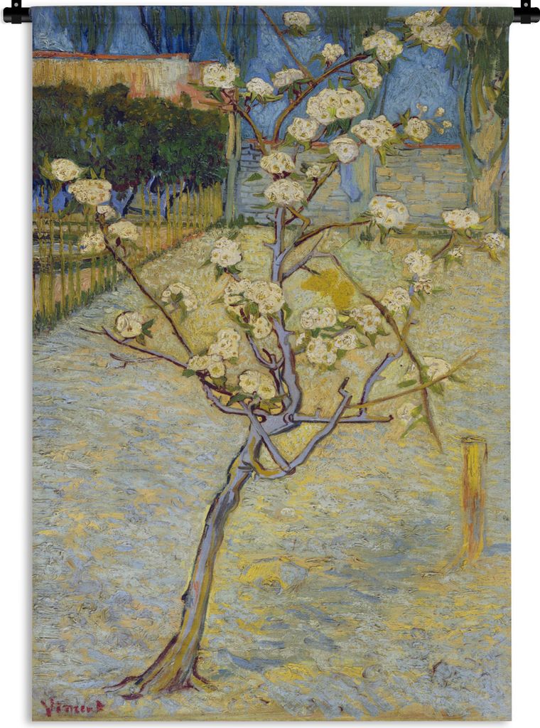 MuchoWow Wandteppich Wandbehang Blühender Birnbaum - Vincent van Gogh 120x180 cm Tapisserie Dekoration Wandtuch - Schlafzimmer - Dekorationen f...