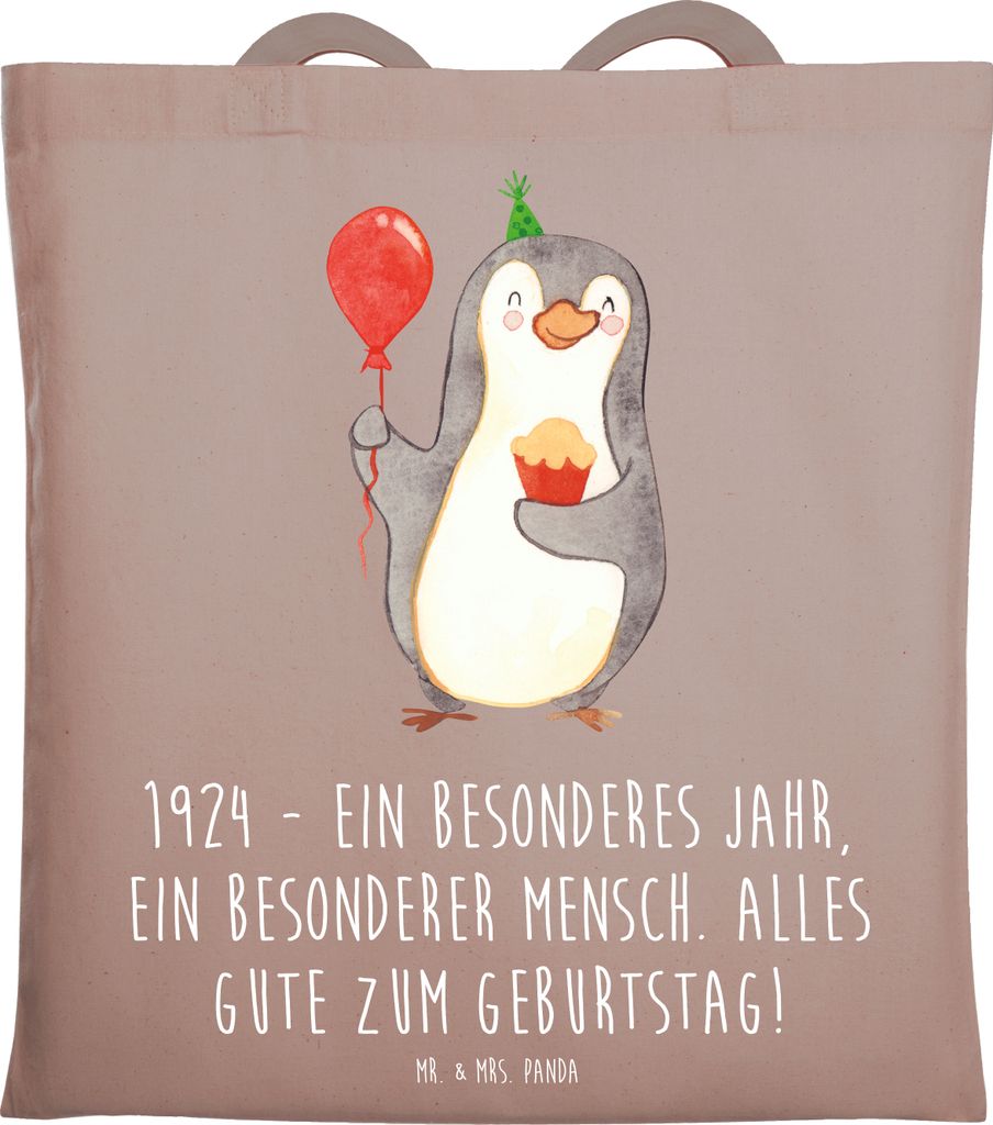 Mr. & Mrs. Panda dokumententasche 1924 Geburtstag - Braun Pastell - Geschenk, besonderes Jahr, Baumwollbeutel, besonderer, Happy Birthday, Laptopta...