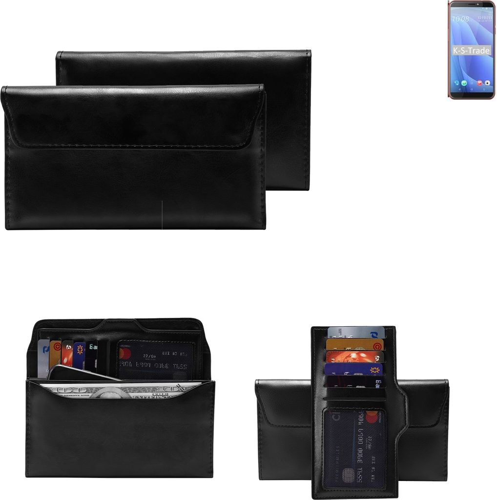 K-S-Trade Handy Hülle kompatibel mit HTC Desire 12s Schutz Hülle Tasche Schutz Case Handytasche Kunstleder schwarz, 1x