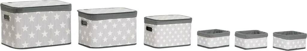 Coffres de rangement Stars en bambou blanc et gris 51 x 35 x 33 cm