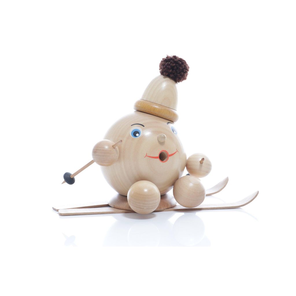 Räucherfigur Räucherschneeball auf Ski natur BxHxT ca 20 x 15 x 9cm NEU