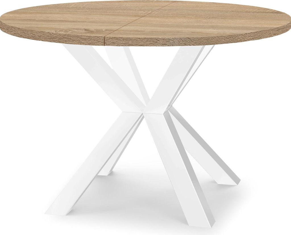 Rozkładany, okrągły stół jadalny, biały, RAL 100/150 cm, z Zdjęcie produktu 