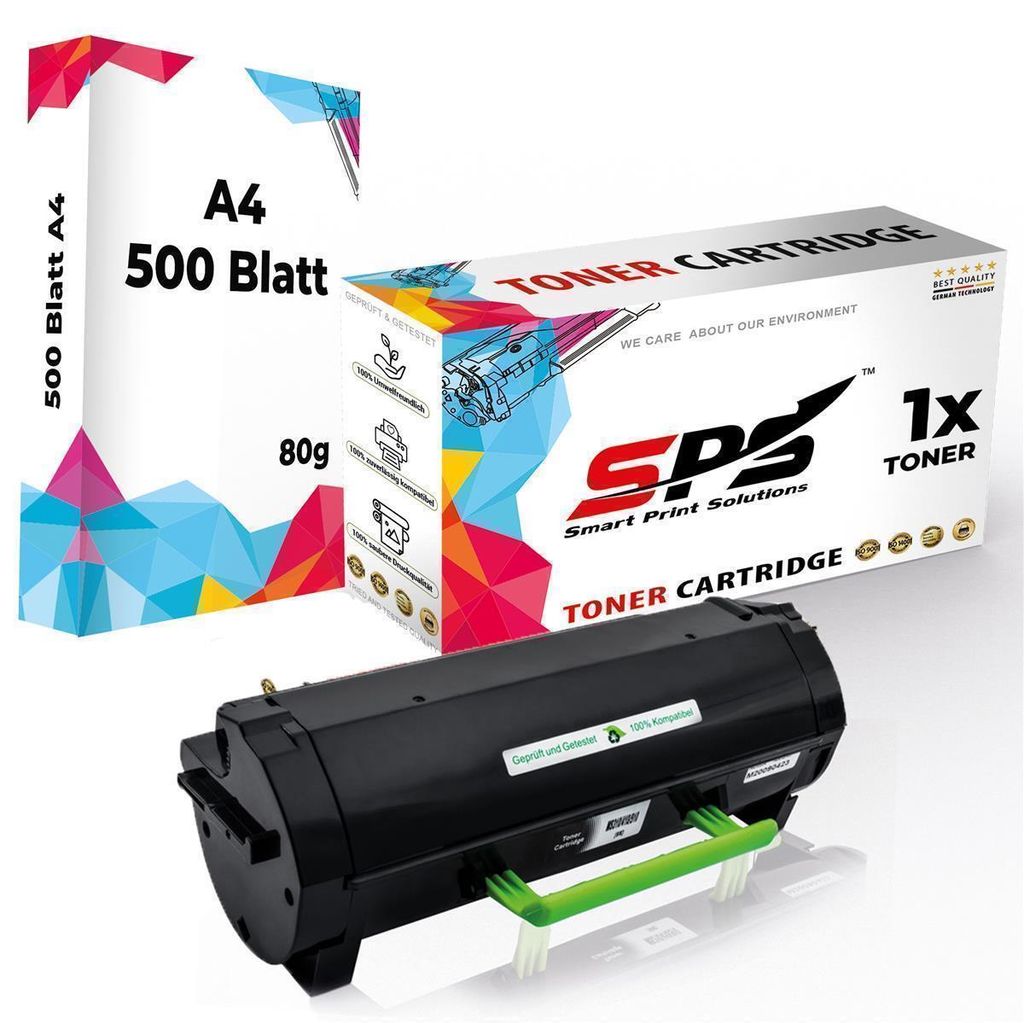 1x Toner 502 50F2000 Schwarz Kompatibel für Lexmark MS610DE + DIN A4 Druckerpapier 500 Blatt