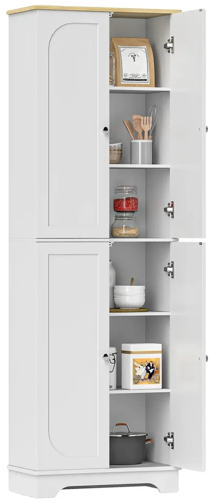 Meuble de rangement cuisine gain de place 4 portes blanc 60x30x183cm