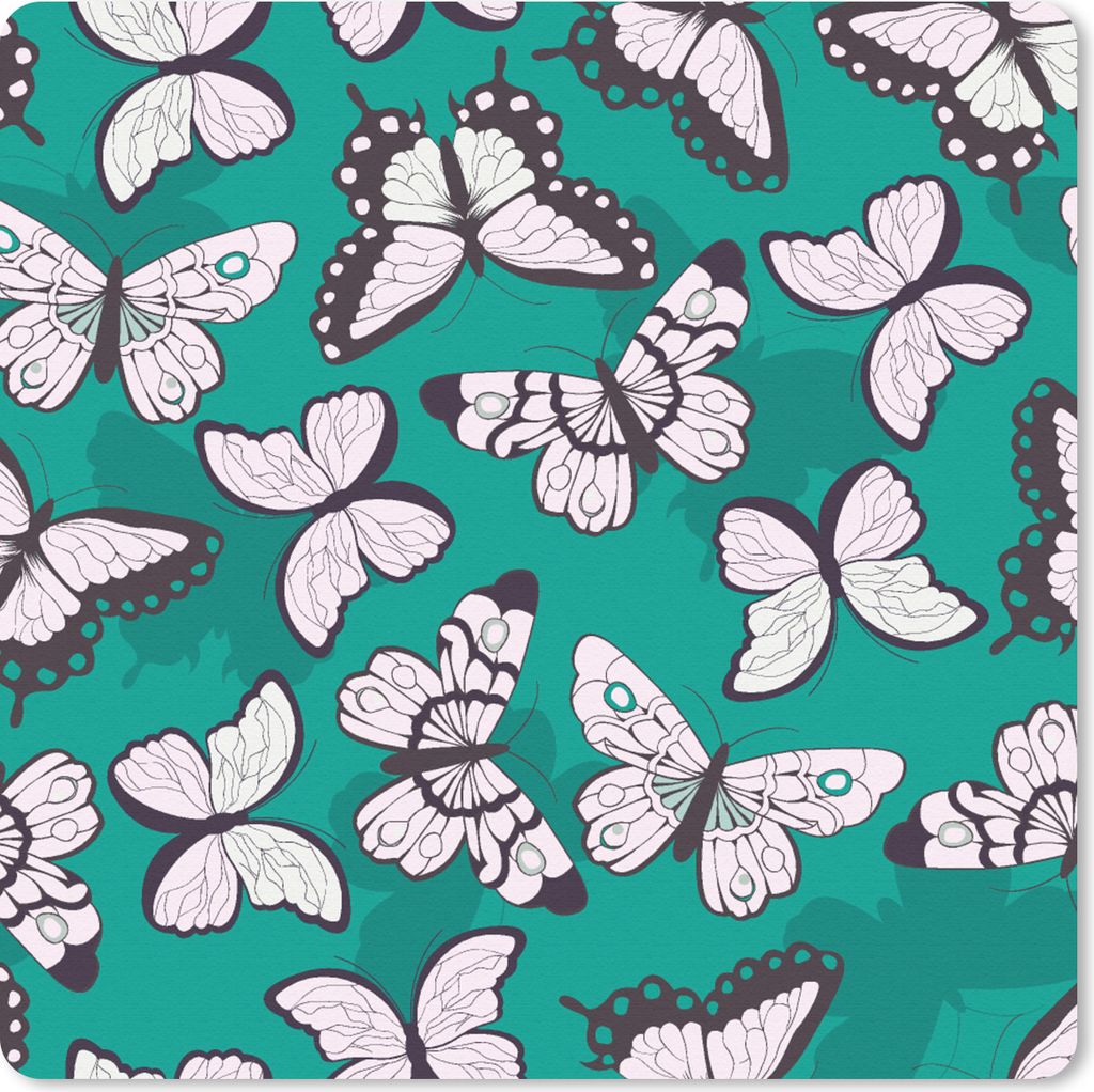 MuchoWow Mauspad Mousepad Mädchen - Schmetterling - Tiere - Muster - Mädchen - Kinder - Kinder 20x20 cm - Mousepads - Maus Mat - Pad - Mausunte...
