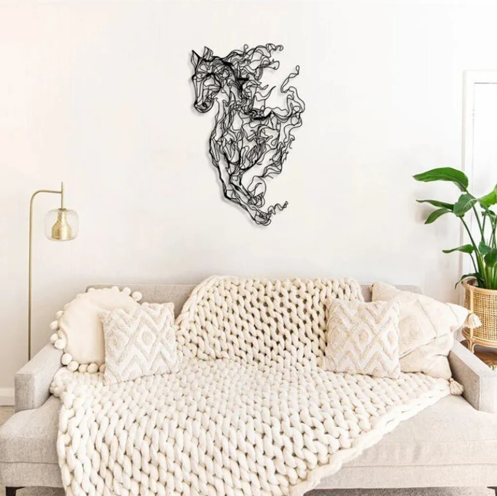 Décoration Murale 100% Acier Noir Etta 99x62 cm Résistante et Design