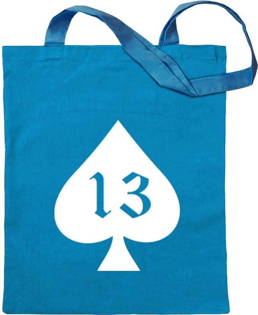 Kiwistar - Baumwolltasche - hellblau - Pik Ass 13 Oldschool - Tragetasche Stoffbeutel Umhängetasche Langer Henkel