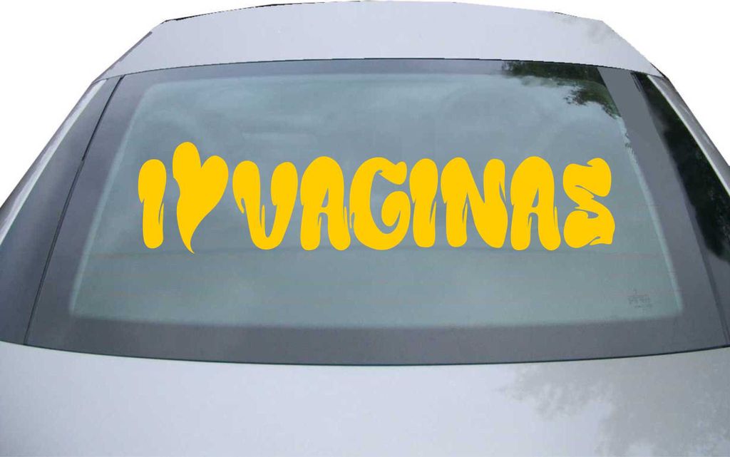 Indigos UG - Aufkleber Heckscheibe & Motorklappe DE2477 - gold - 600x140 mm - I Love Vaginas - Auto Scheiben Fenster Heckklappe Tuning Racing JDM -...