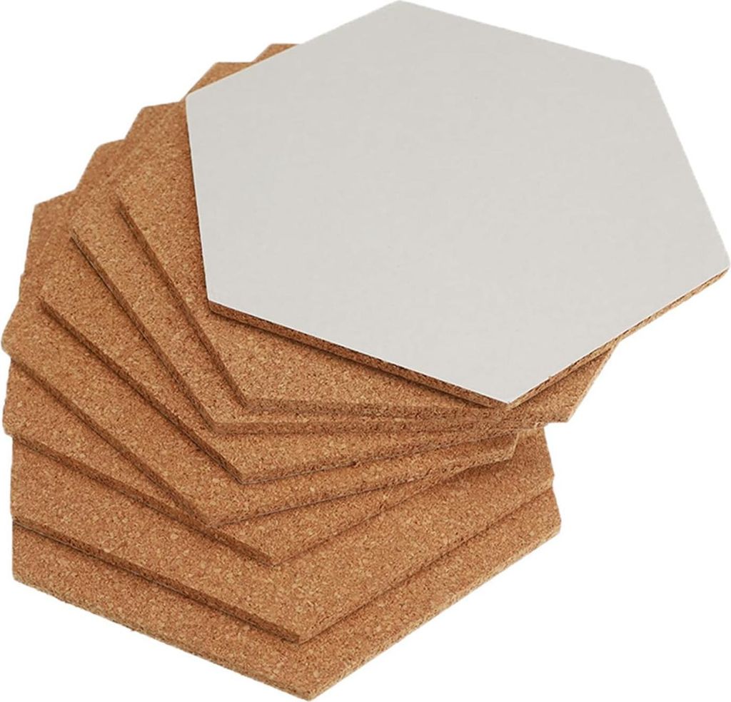 Sechseckige Korkplatten - Pinnwand für das Büro - 10 Stück - natürlich