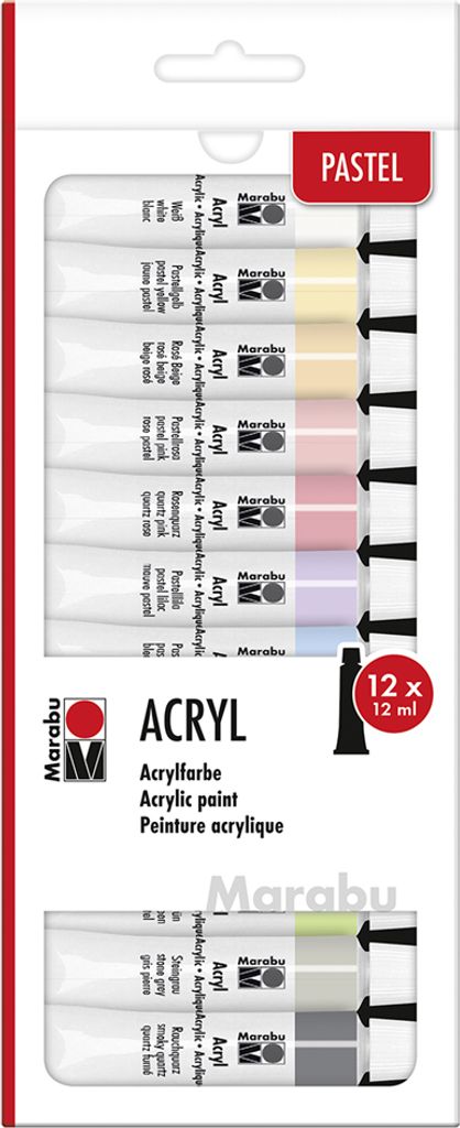 Marabu 1210000000210 Zestaw farb akrylowych "PASTELL" 12 x Zdjęcie produktu 