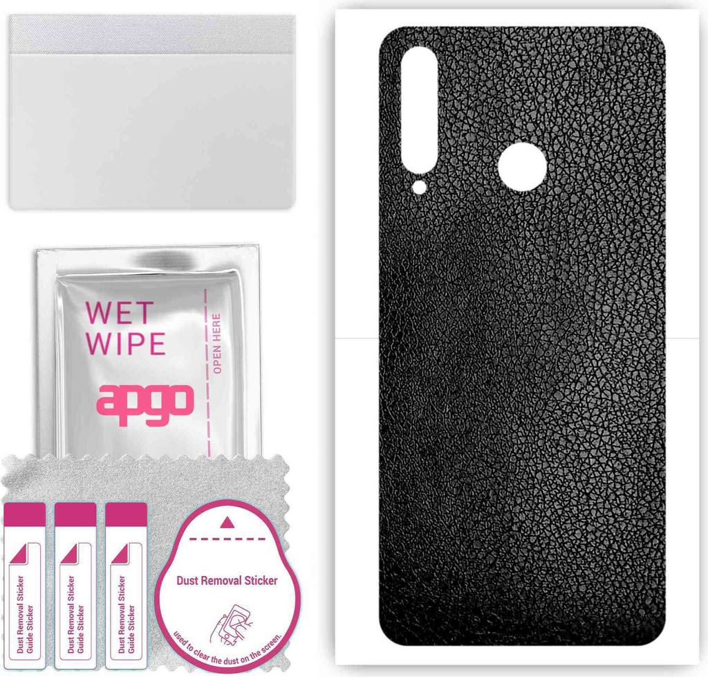apgo Rückseite Schutzfolie, Skin, kompatibel mit Honor 20i, Hinten Displayschutzfolie aus Vinylfolie, kratzfest, einfache Montage - Schwarzes Leder