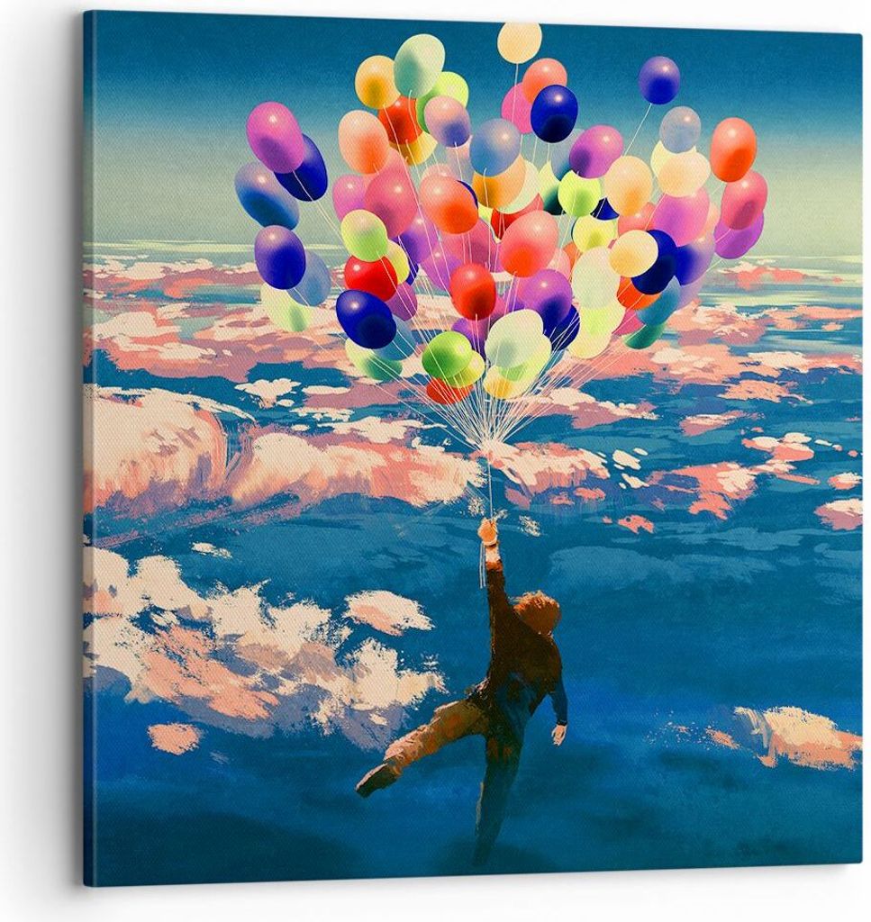 Bild auf Leinwand - Leinwandbild - Abstraktion Ballon - 70x70cm - Wand Bild - Wanddeko - Wandbilder - Leinwanddruck - Bilder - Kunstdruck - Wanddek...