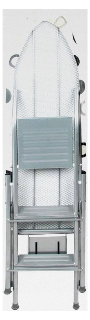 Klappleiter und Bügelbrett - Alles in einem - Leiter mit 3 Stufen, Bügeleisen mit waschbarem Baumwollbezug, robuster Stahlrahmen, kratzfeste Beine