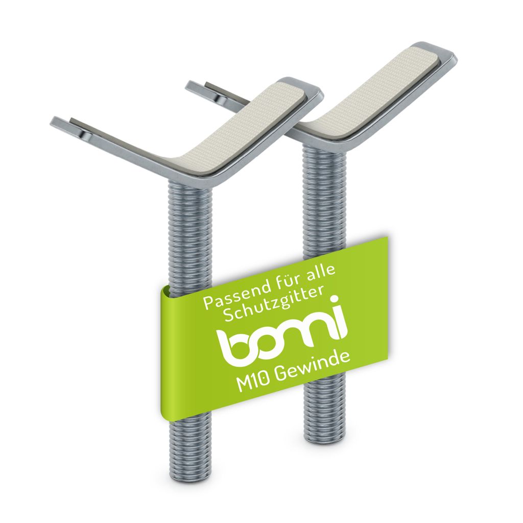 BOMI Kindersicherung für Türschutzgitter am Treppengeländer rund | 2 Stück Adapter aus Metall | Y-Spindel ohne Bohren | Geländer Halter sind...