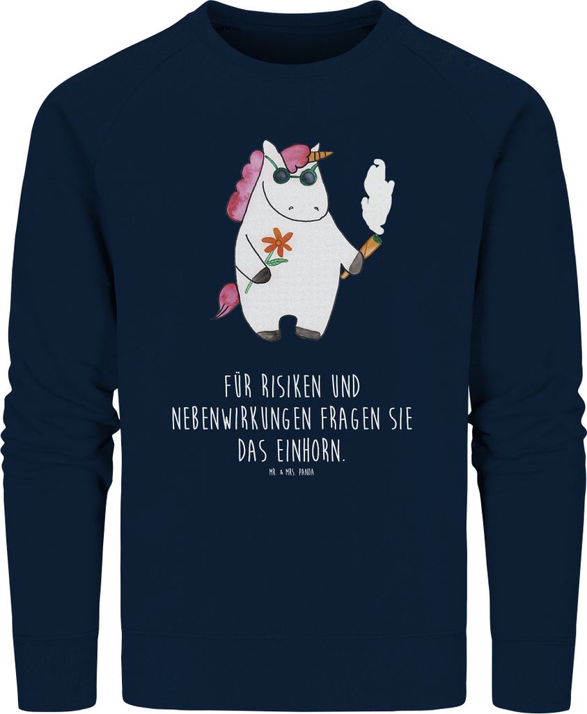 Mr. & Mrs. Panda Bio Pullover Einhorn Woodstock Größe L - French Navy - Geschenk, Unicorn, Pulli, Baumwoll, Einhörner, Sweatshirt, Joint, Sweate...
