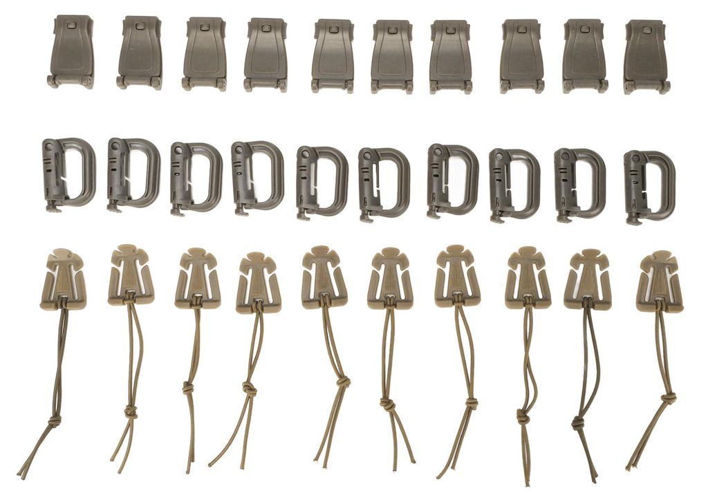 30-teiliges Set mit Rucksacktaschen-Clips und Riemen mit D-Ring, Grimlock-Verschluss, elastischen Bändern, Riemen-Management-Tool und Schnalle, Fa...