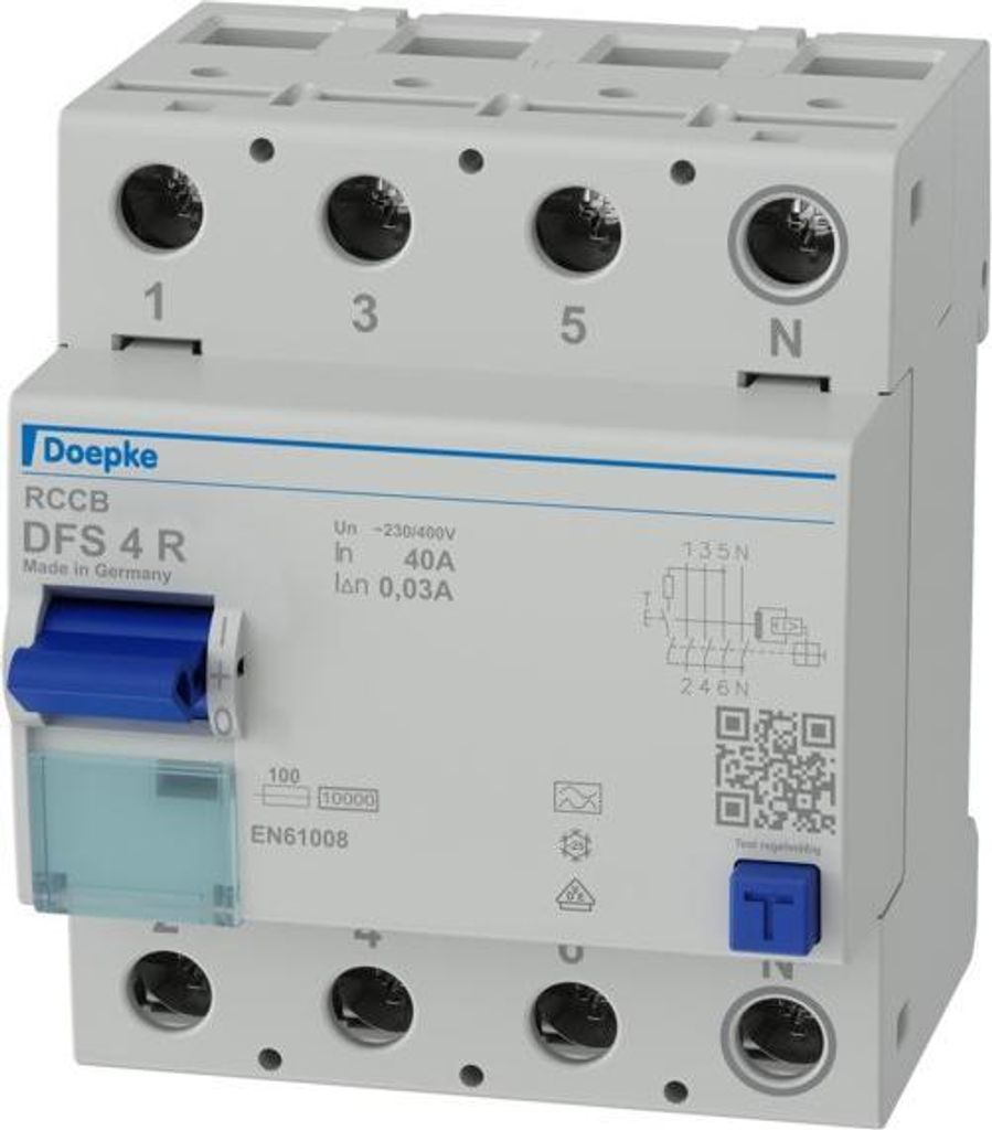 Doepke 09134911, Fehlerstromschutzschalter, Typ A, 10000 A, Produktbild 