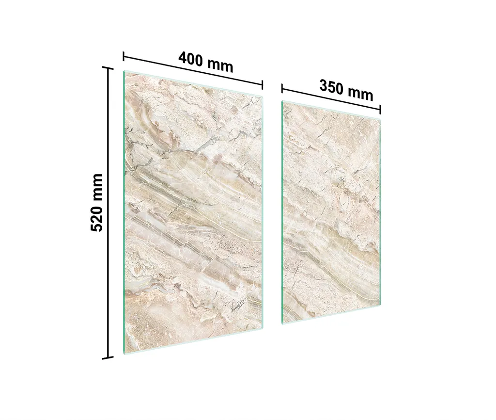 Piastre copri fornelli 2 pezzi 75x52 Copri piano cottura in ceramica tagliere in vetro marmo beige - 2