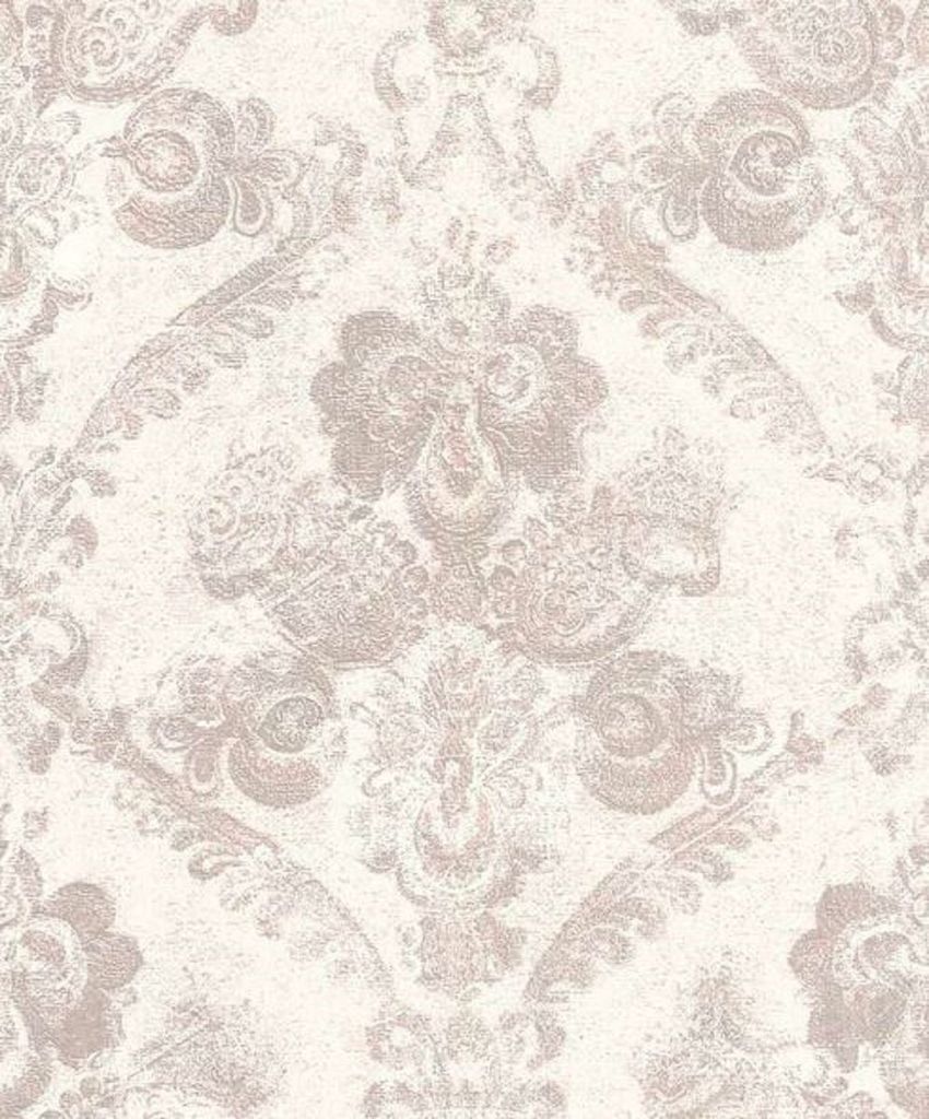 Casa Padrino Barock Textiltapete Weiß / Rosa 10,05 x 0,53 m - Wohnzimmer Deko Accessoires