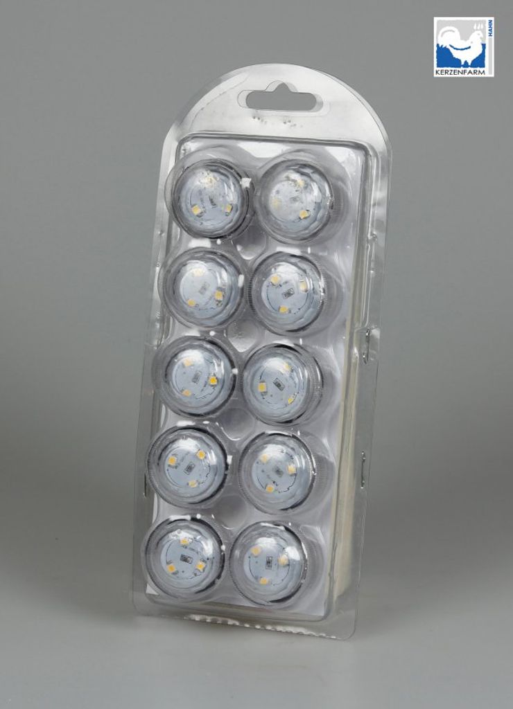 LED Teelichter 10 St mit je 3 SMD-LEDs weiß Tauchlicht wasserdicht Batterie hell 