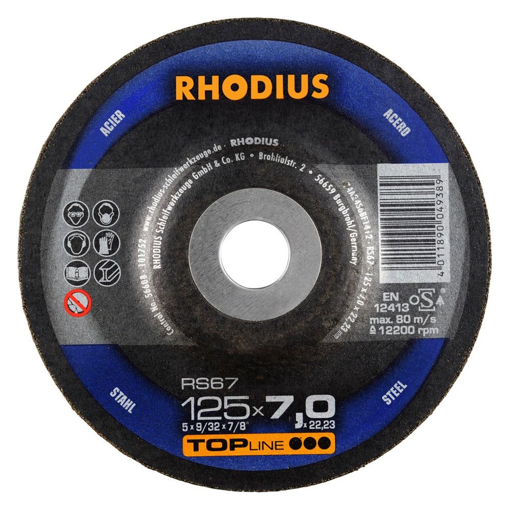 Rhodius Schleifscheibe RS 67 125x7,0x22,23mm Stahl Topline Produktbild 