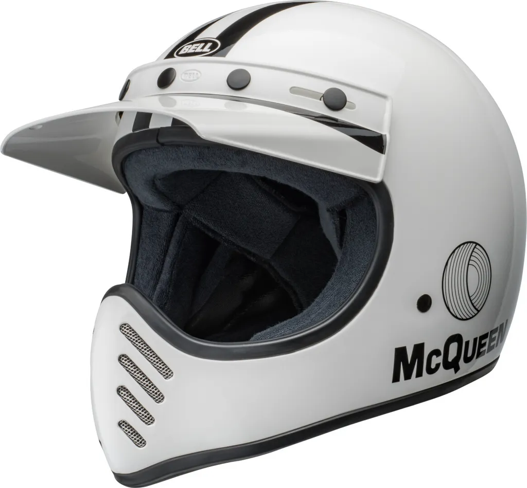 Casque Bell Moto-3 blanc intégral Steve McQueen protection et style S
