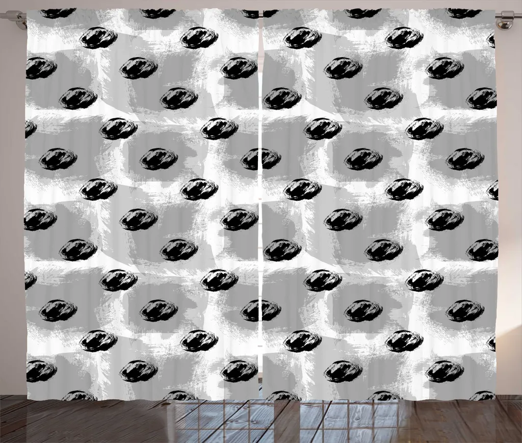 ABAKUHAUS Rideau Rustique Abstrait Gris Anthracite 280x225cm avec Crochets