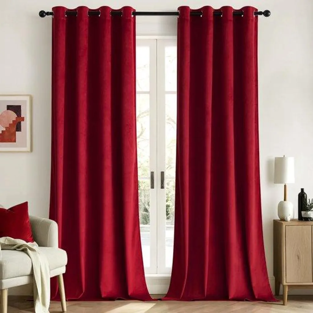 Rideaux velours 140x245 cm aspect soyeux et isolation phonique accrue