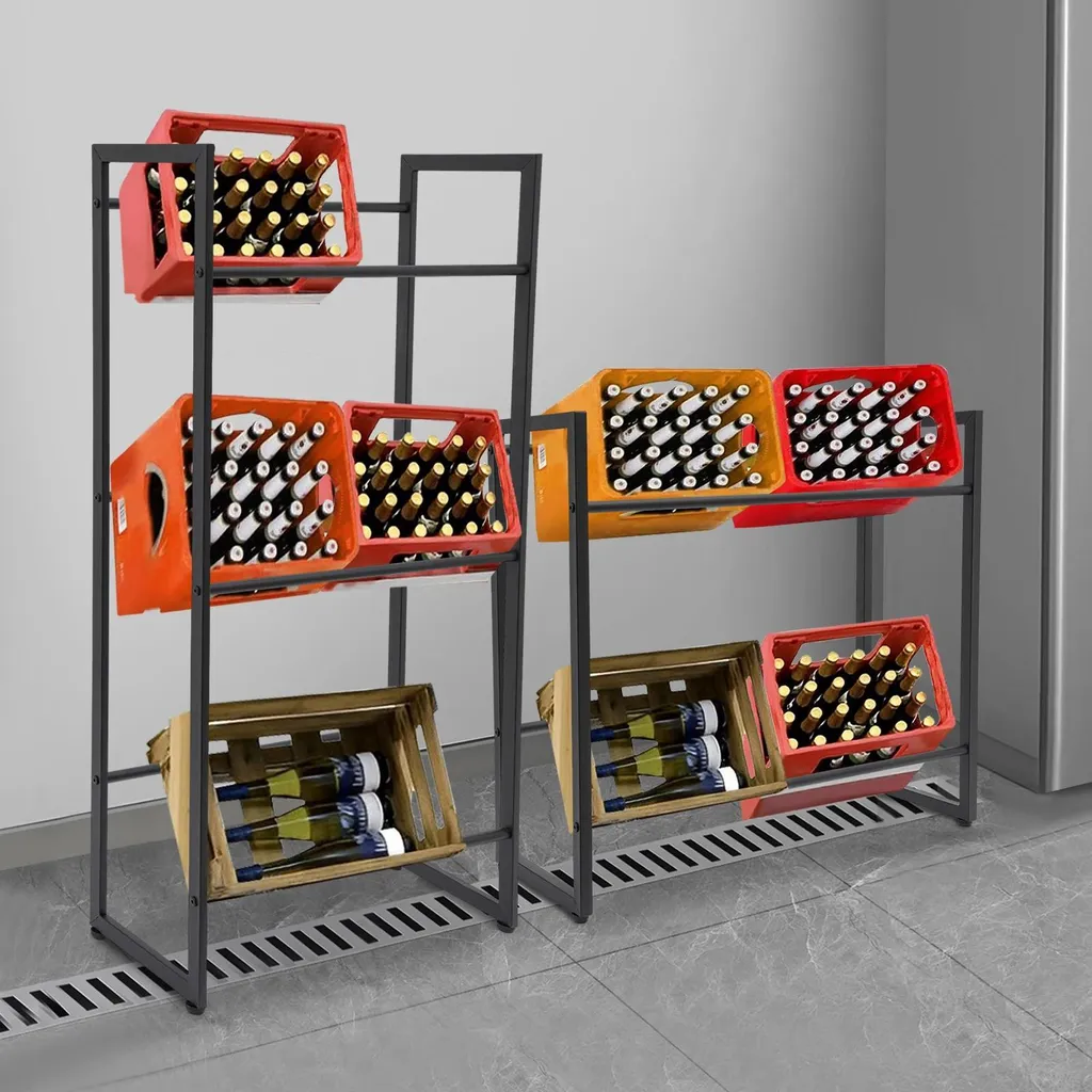 Support de rangement pour caisses de boissons, rack robuste 3 étages