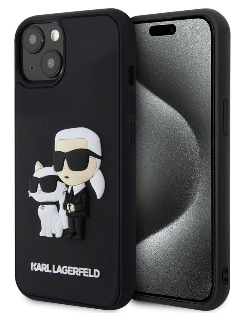 Karl Lagerfeld 3D Rubber Karl and Choupette Case für iPhone 15 schwarz