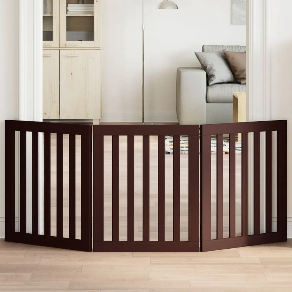 Stabli Mobili 3 pz. Cancello per cani pieghevole marrone 150 cm in legno di pioppo - Casette per cani CC7679285 1pacco