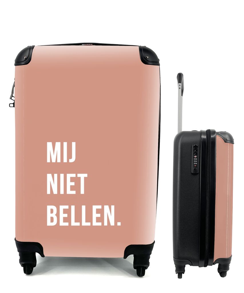 MuchoWow Koffer Handgepäck Trolley Rollkoffer Kleine Reisekoffer mit 4 Rollen - Zitate - Sprichwörter - Ruf mich nicht an. - Rosa - Weiß - Cab...