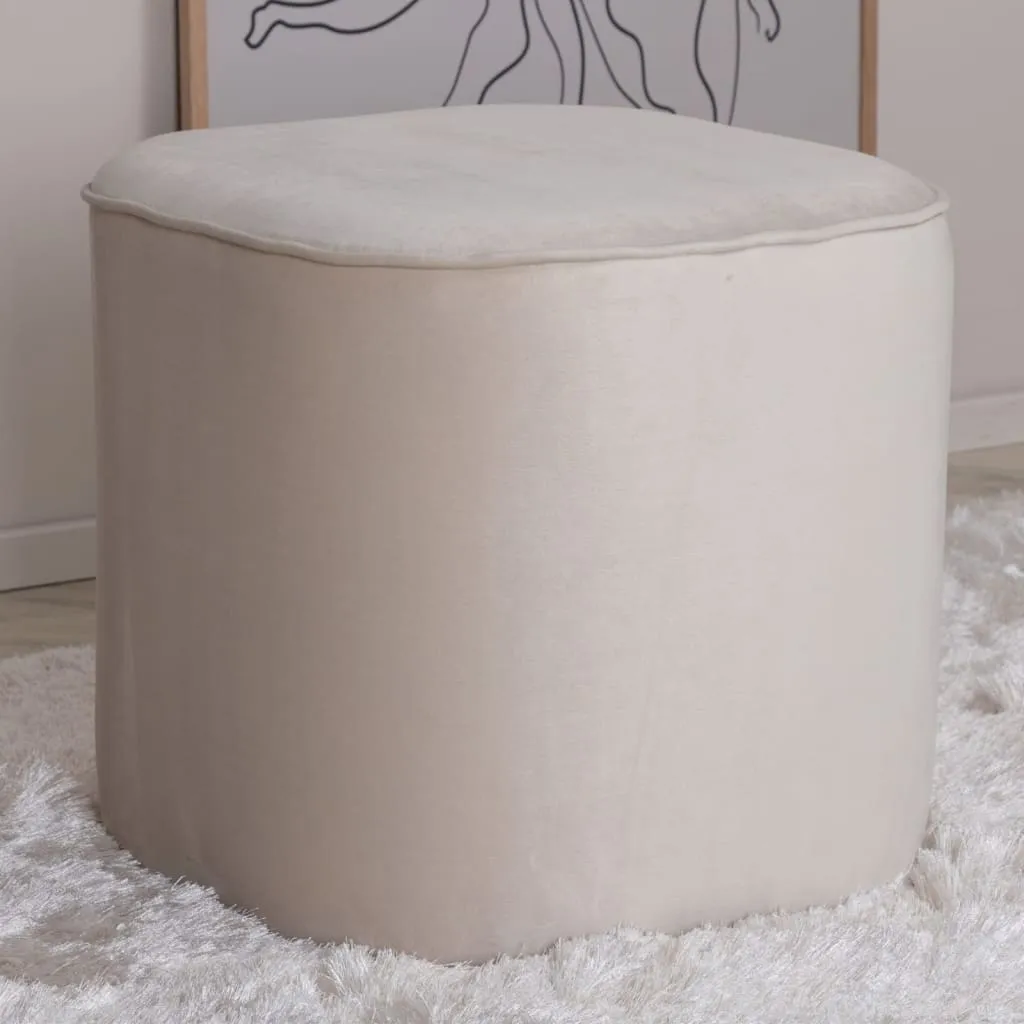 Pouf rond Ø44cm repose-pieds velours blanc assise d'appoint moderne - 9