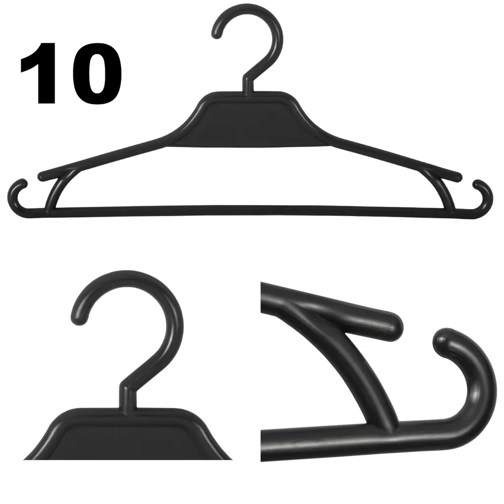 Appendino 10 pezzi per abiti Appendino universale nero 31 cm