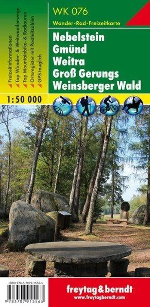 Carte WK 076 Nebelstein, Gmünd, Weitra 1:50 000 Freytag & Berndt