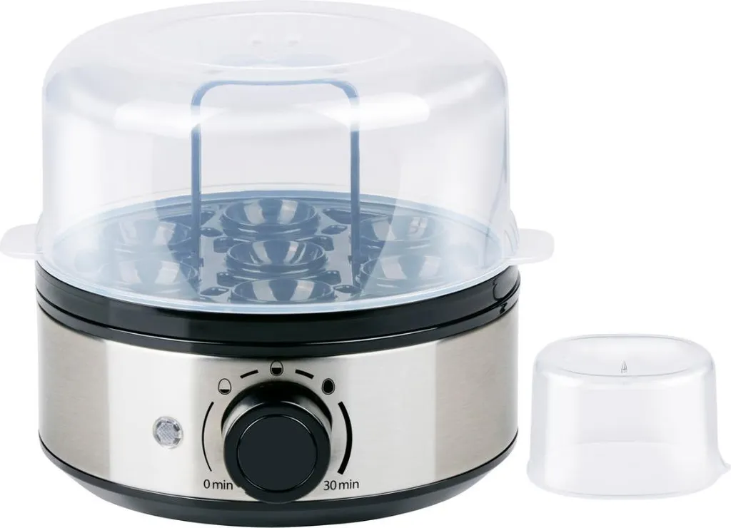 Cuiseur d'œufs Alpina 400W Inox avec couvercle transparent et minuteur