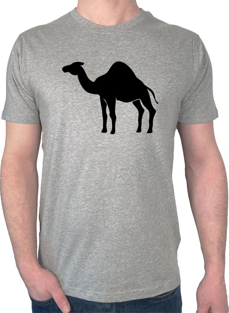 Huuraa Herren T-Shirt Dromedar Kamel Silhouette S Sport Grey Bio Baumwolle Fairtrade Herrenshirt Geschenkidee