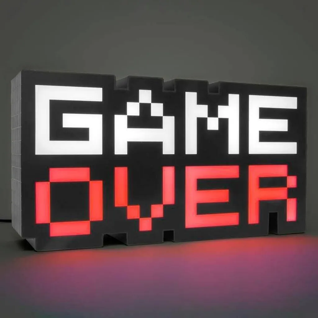 Veilleuse décorative Game Over rétro LED pour bureau et salle de jeux