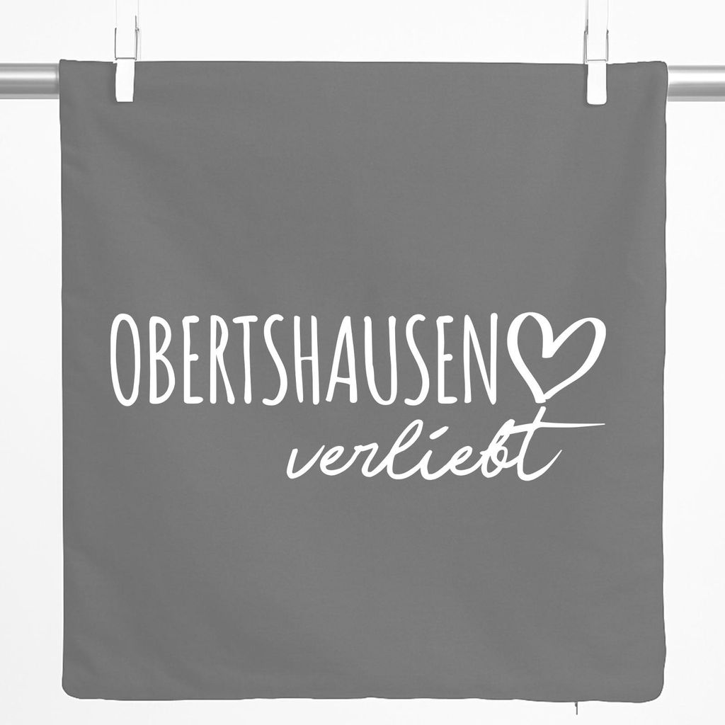 Huuraa Kissenbezug Obertshausen verliebt 40x40cm Steel Grey Baumwolle Dekokissenbezug Geschenkidee