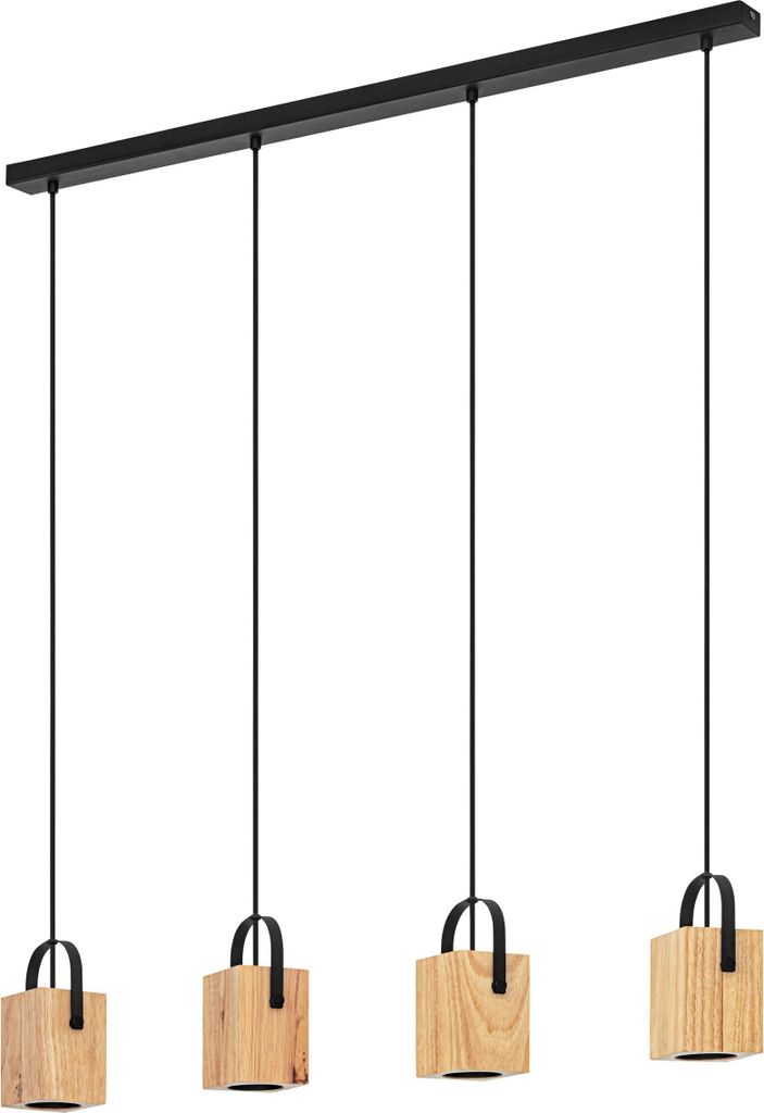 EGLO LED Hängelampe Ayles, 4-flammige Pendelleuchte Esstisch, Esszimmerlampe aus Holz, FSCM70HB, Hängeleuchte inkl. GU10-Leuchtmittel, warmweiß