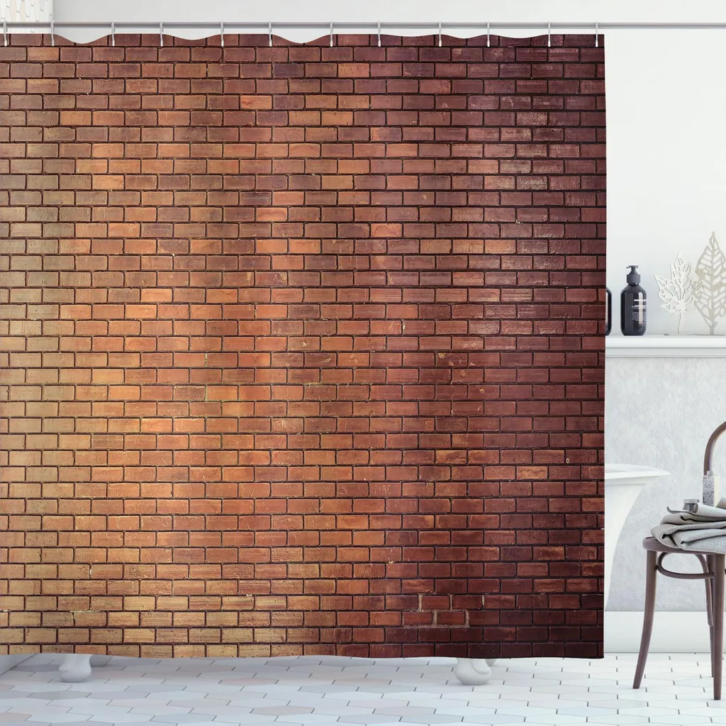 ABAKUHAUS Tenda Doccia Antimuffa 175x220cm Motivo Mattoni Rustici