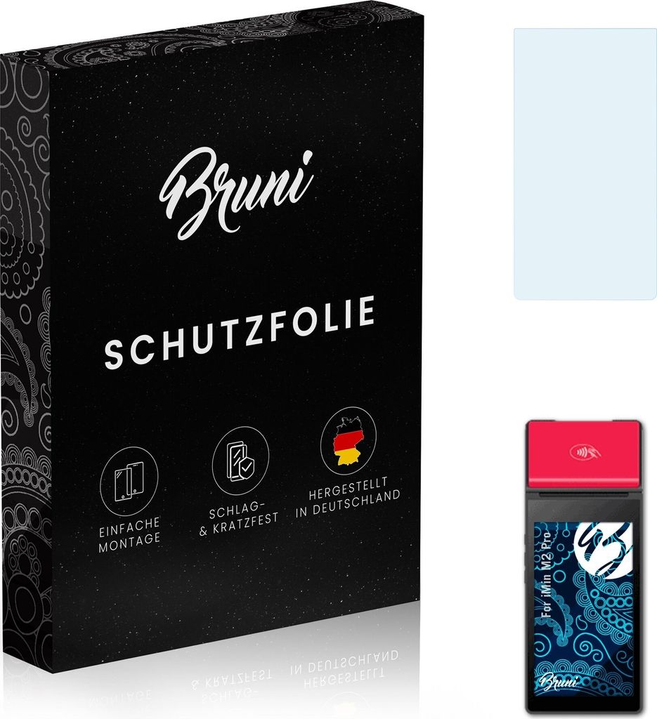 Bruni Basics-Clear 2x Schutzfolie kompatibel mit iMin M2 Pro Folie
